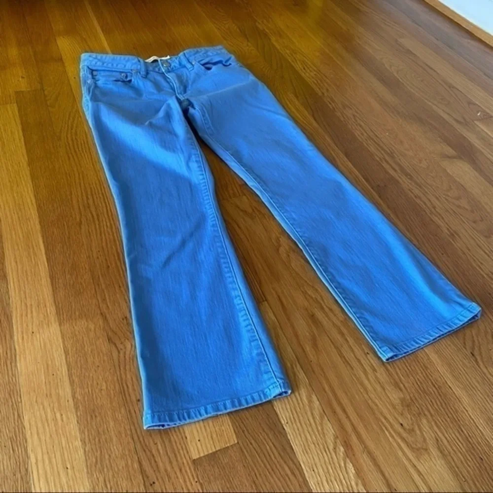 Tory Burch Magda Cropped Jeans Faded Wedge Blue 25